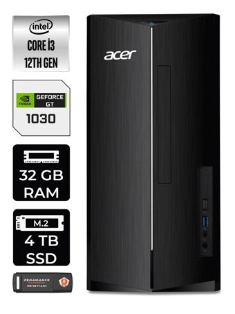 Acer Aspire DT.BHUEM.004 Harici GeForce GT 1030 Intel Core i3 12100 32 GB Ram 4 TB SSD Tower Windows 11 Pro Masaüstü Bilgisayar + PER4 BELLEK