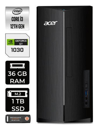 Acer Aspire DT.BHUEM.004 Harici GeForce GT 1030 Intel Core i3 12100 36 GB Ram 1 TB SSD Tower Windows 11 Home Masaüstü Bilgisayar + PER4 BELLEK