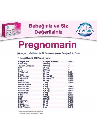 Acvison Pregro Marin Omega 3 Kapsül 600 mg