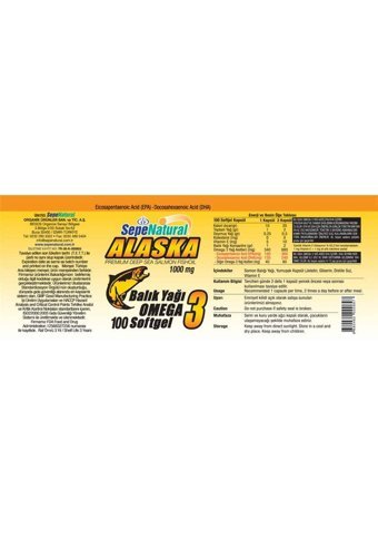 Sepe Natural Alaska Omega 3 Balık Yağı Kapsül 1000 mg 3x100 Adet