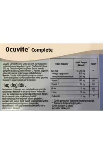 Bausch & Lomb Occuvite Ocuvite Omega 3 Kapsül 60 Adet