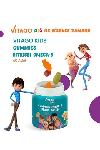 Vitago Gummies Bitkisel Çiğnenebilir Omega 3 Balık Yağı Jel 60 Adet