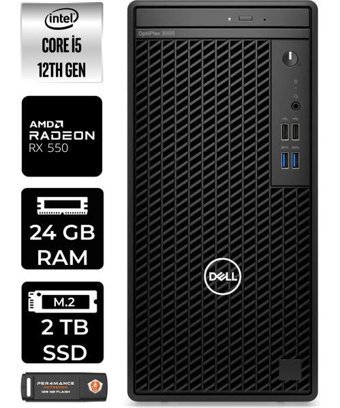 Dell OptiPlex 3000MT N010O3000MTACP424 Harici Radeon RX 550 Intel Core i5 12500 24 GB Ram 2 TB SSD Tower Windows 11 Pro Masaüstü Bilgisayar + PER4 BELLEK