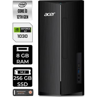 Acer Aspire TC1760 DTBHUEM004P351 Harici GeForce GT 1030 Intel Core i3 12100 8 GB Ram 256 GB SSD Tower Windows 11 Home Masaüstü Bilgisayar + PER4 BELLEK
