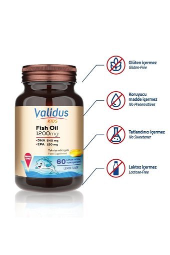 Validus Kids Omega 3 Balık Yağı Kapsül 1200 mg 60 Adet