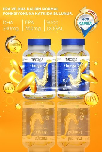 Maxigal Omega 3 Balık Yağı Kapsül 2000 mg 2x200 Adet