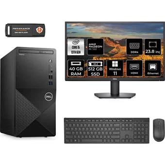 Dell Vostro 3020 N2054VDT3020MTUMNT1437 Harici Radeon RX 550 Intel Core i5 13400 40 GB Ram 512 GB SSD Tower Windows 11 Pro 23.8 inç Monitörlü Masaüstü Bilgisayar + PER4 BELLEK