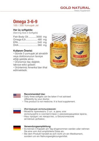 Gold Omega 3 Kapsül 1000 mg 100 Adet