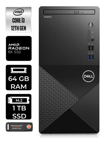 Dell Vostro 3910MT N3563VDT3910EMEA Harici Radeon RX 550 Intel Core i3 12100 64 GB Ram 1 TB SSD Tower Windows 11 Home Masaüstü Bilgisayar + PER4 BELLEK