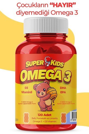 Superkids Gummy Çiğnenebilir Omega 3 Tablet 120 Adet