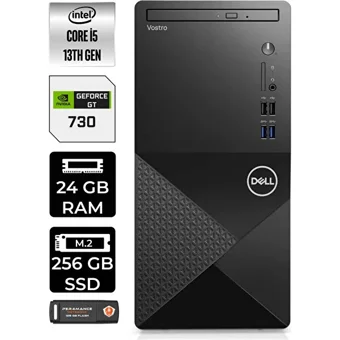 Dell Vostro 3020 N2054VDT3020MTUP371 Harici GeForce GT 730 4 GB Intel Core i5 13400 24 GB Ram 256 GB SSD Tower Windows 11 Home Masaüstü Bilgisayar + PER4 BELLEK
