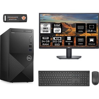 Dell Vostro 3020 N2054VDT3020MTUMNT422 Dahili Intel UHD Graphics 730 Intel Core i5 13400 24 GB Ram 512 GB SSD Tower Windows 11 Pro 23.8 inç Monitörlü Masaüstü Bilgisayar + PER4 BELLEK