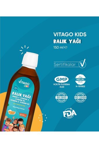 Vitago Kids Çiğnenebilir Omega 3 Balık Yağı Şurup 150 ml