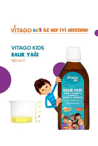 Vitago Kids Çiğnenebilir Omega 3 Balık Yağı Şurup 150 ml