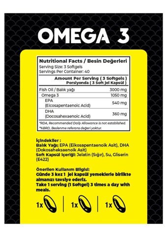 Effive Nutrition Omega 3 Kapsül 1050 mg 120 Adet