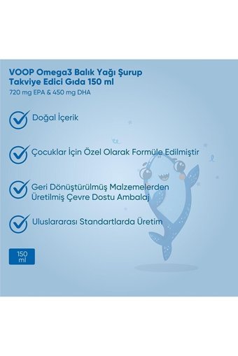 Voop Kids Omega 3 Balık Yağı Şurup 150 ml