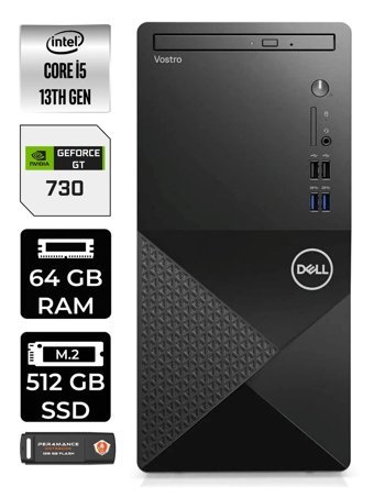 Dell Vostro 3020 N2054VDT3020MTU Harici GeForce GT 730 4 GB Intel Core i5 13400 64 GB Ram 512 GB SSD Tower FreeDos Masaüstü Bilgisayar + PER4 BELLEK