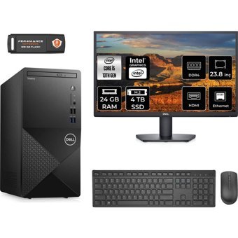 Dell Vostro 3020 N2050VDT3020MTUMNT325 Dahili Intel UHD Graphics 730 Intel Core i5 13400 24 GB Ram 4 TB SSD Tower FreeDos 23.8 inç Monitörlü Masaüstü Bilgisayar + PER4 BELLEK