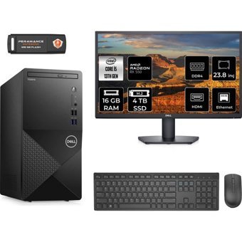 Dell Vostro 3020 N2046VDT3020MTUMNT1315 Harici Radeon RX 550 Intel Core i5 13400 16 GB Ram 4 TB SSD Tower FreeDos 23.8 inç Monitörlü Masaüstü Bilgisayar + PER4 BELLEK