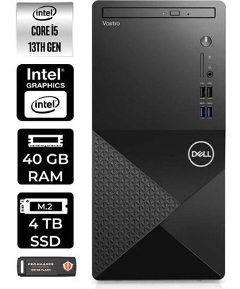 Dell Vostro 3020 N2050VDT3020MTUP340 Dahili Intel UHD Graphics 730 Intel Core i5 13400 40 GB Ram 4 TB SSD Tower FreeDos Masaüstü Bilgisayar + PER4 BELLEK