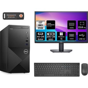 Dell Vostro 3910MT N3563VDT3910MNT1436 Harici Radeon RX 550 Intel Core i3 12100 40 GB Ram 256 GB SSD Tower Windows 11 Pro 23.8 inç Monitörlü Masaüstü Bilgisayar + PER4 BELLEK