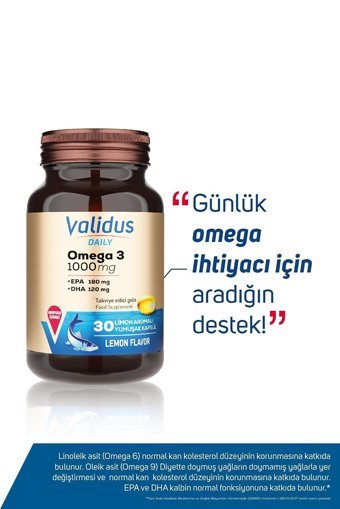 Validus Daily Omega 3 Kapsül 1000 mg 30 Adet