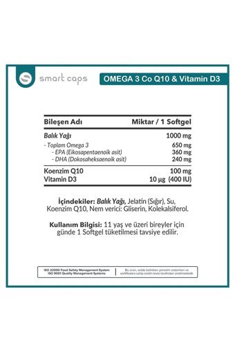 Smartcaps Softgel Omega 3 Kapsül 1000 mg 30 Adet
