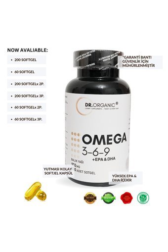 Dr.Organic 3-6-9 Omega 3 Balık Yağı Kapsül 950 mg 60 Adet
