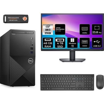 Dell Vostro 3910MT N3563VDT3910MNT1395 Harici Radeon RX 550 Intel Core i3 12100 48 GB Ram 4 TB SSD Tower Windows 11 Home 23.8 inç Monitörlü Masaüstü Bilgisayar + PER4 BELLEK