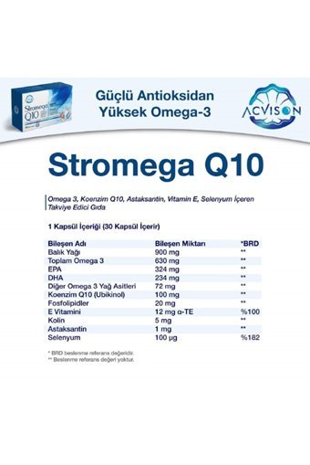 Acvison Stromega Q10 Omega 3 Kapsül 30 Adet