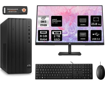 HP Pro Tower 290 G9 6D3A1EAMNT1304 Harici Radeon RX 550 Intel Core i3 12100 8 GB Ram 2 TB SSD Tower FreeDos 23.8 inç Monitörlü Masaüstü Bilgisayar + PER4 BELLEK