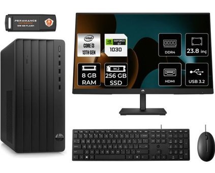 HP Pro Tower 290 G9 8T2X0ESMNT3301 Harici GeForce GT 1030 Intel Core i3 13100 8 GB Ram 256 GB SSD Tower FreeDos 23.8 inç Monitörlü Masaüstü Bilgisayar + PER4 BELLEK