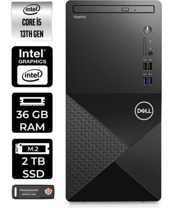 Dell Vostro 3020 N2054VDT3020MTUP434 Dahili Intel UHD Graphics 730 Intel Core i5 13400 36 GB Ram 2 TB SSD Tower Windows 11 Pro Masaüstü Bilgisayar + PER4 BELLEK