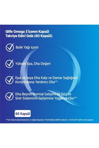 Qlife Omega 3 Kapsül 1200 mg 60 Adet