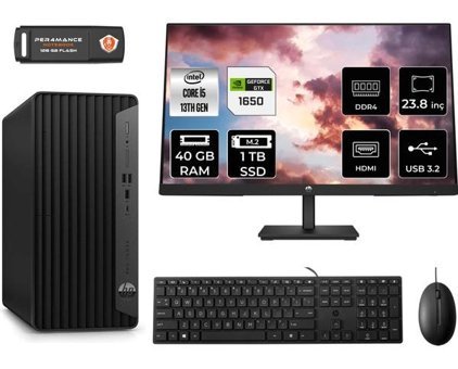 HP Pro Tower 290 G9 8T2W9ESMNT4338 Harici GeForce GTX 1650 Intel Core i5 13500 40 GB Ram 1 TB SSD Tower FreeDos 23.8 inç Monitörlü Masaüstü Bilgisayar + PER4 BELLEK
