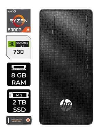 HP 295 G9 6D391EA Harici GeForce GT 730 4 GB AMD Ryzen 3 5300G 8 GB Ram 2 TB SSD Tower Windows 11 Home Masaüstü Bilgisayar + PER4 BELLEK