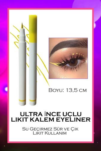 Dahaus Suya Dayanıklı Mat Pastel Sarı Likit Eyeliner