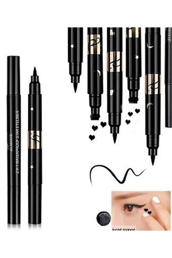 Darwen Yıldız Ve Kalp Desenli No:01 Çift Taraflı Suya Dayanıklı Mat Pastel Siyah Kalem Eyeliner