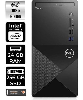 Dell Vostro 3020 N2046VDT3020MTUP321 Dahili Intel UHD Graphics 730 Intel Core i5 13400 24 GB Ram 256 GB SSD Tower FreeDos Masaüstü Bilgisayar + PER4 BELLEK