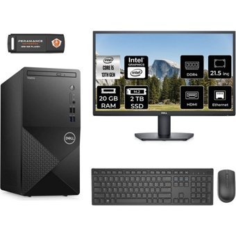 Dell Vostro 3020 N2054VDT3020MTUMNT319 Dahili Intel UHD Graphics 730 Intel Core i5 13400 20 GB Ram 2 TB SSD Tower FreeDos 21.5 inç Monitörlü Masaüstü Bilgisayar + PER4 BELLEK