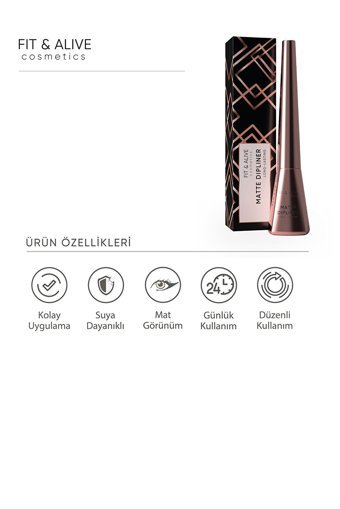 Fit & Alive Suya Dayanıklı Mat Pastel Kahverengi Likit Eyeliner