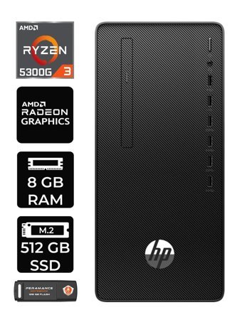 HP 295 G9 6D391EA Dahili Radeon Vega 6 AMD Ryzen 3 5300G 8 GB Ram 512 GB SSD Tower Windows 11 Home Masaüstü Bilgisayar + PER4 BELLEK
