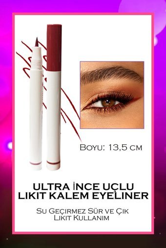 Dahaus Suya Dayanıklı Mat Pastel Bordo Likit Eyeliner