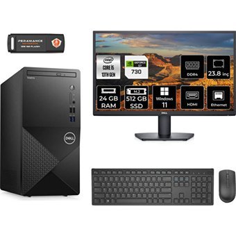 Dell Vostro 3020 N2050VDT3020MTUMNT2372 Harici GeForce GT 730 4 GB Intel Core i5 13400 24 GB Ram 512 GB SSD Tower Windows 11 Home 23.8 inç Monitörlü Masaüstü Bilgisayar + PER4 BELLEK