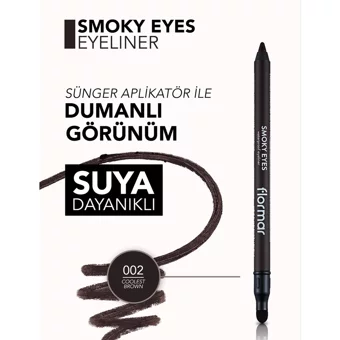 Flormar Smoky No:002 Çift Taraflı Suya Dayanıklı Mat Pastel Kahverengi Kalem Eyeliner