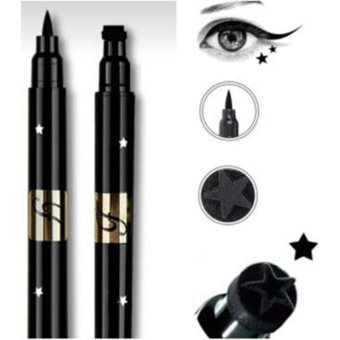 Halvey Kalp Ve Yıldız Desenli Çift Taraflı Mat Pastel Siyah Kalem Eyeliner