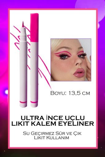 Dahaus Suya Dayanıklı Mat Pastel Pembe Likit Eyeliner