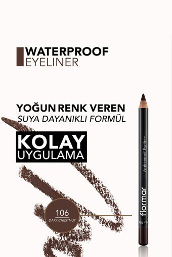 Flormar No:106 Suya Dayanıklı Mat Pastel Kahverengi Kalem Eyeliner