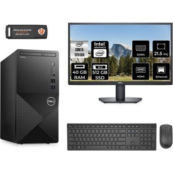 Dell Vostro 3020 N2054VDT3020MTUMNT337 Dahili Intel UHD Graphics 730 Intel Core i5 13400 40 GB Ram 512 GB SSD Tower FreeDos 21.5 inç Monitörlü Masaüstü Bilgisayar + PER4 BELLEK