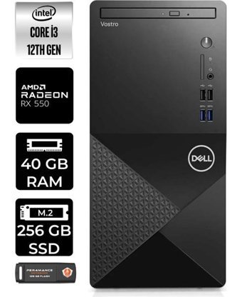 Dell Vostro 3910MT N3563VDT3910P336 Harici Radeon RX 550 Intel Core i3 12100 40 GB Ram 256 GB SSD Tower FreeDos Masaüstü Bilgisayar + PER4 BELLEK